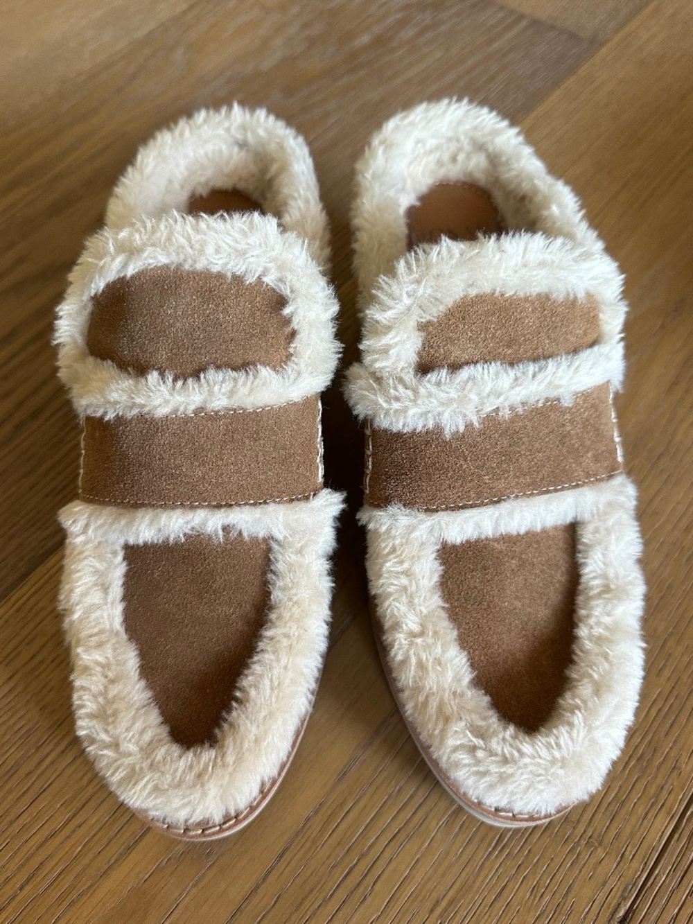 Donald Pliner Jackpot Brown Leather Faux Shearling Mule Size 8 - Picture 4 of 13